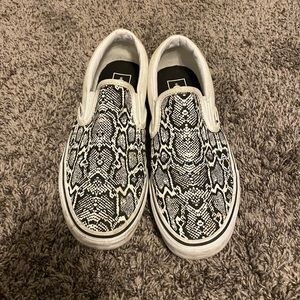 snakeskin print slip on vans